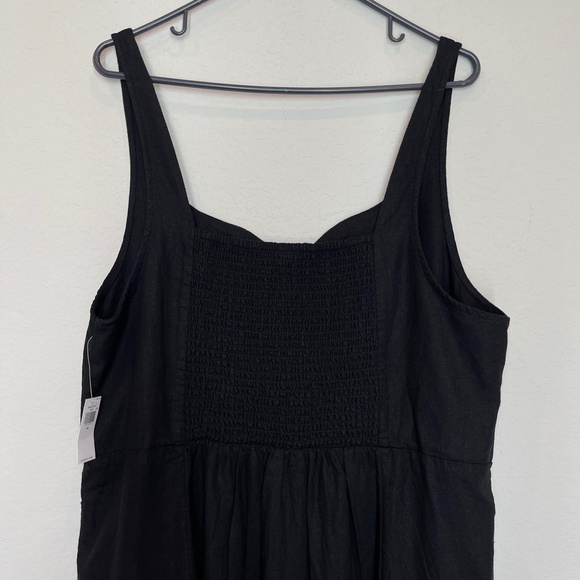 Old Navy Dress Women's XXL Babydoll Linen Blend Sleeveless Midi Pockets Black - Picture 5 of 14